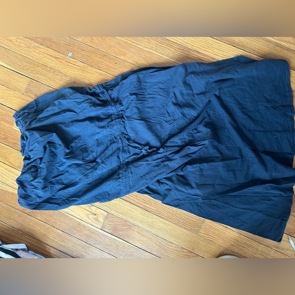 James Perse Navy Blue strapless jersey dress with drawstring waist